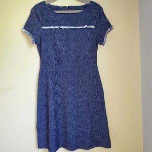 🐘IVANKA TRUMP Blue stretch fringe dress si